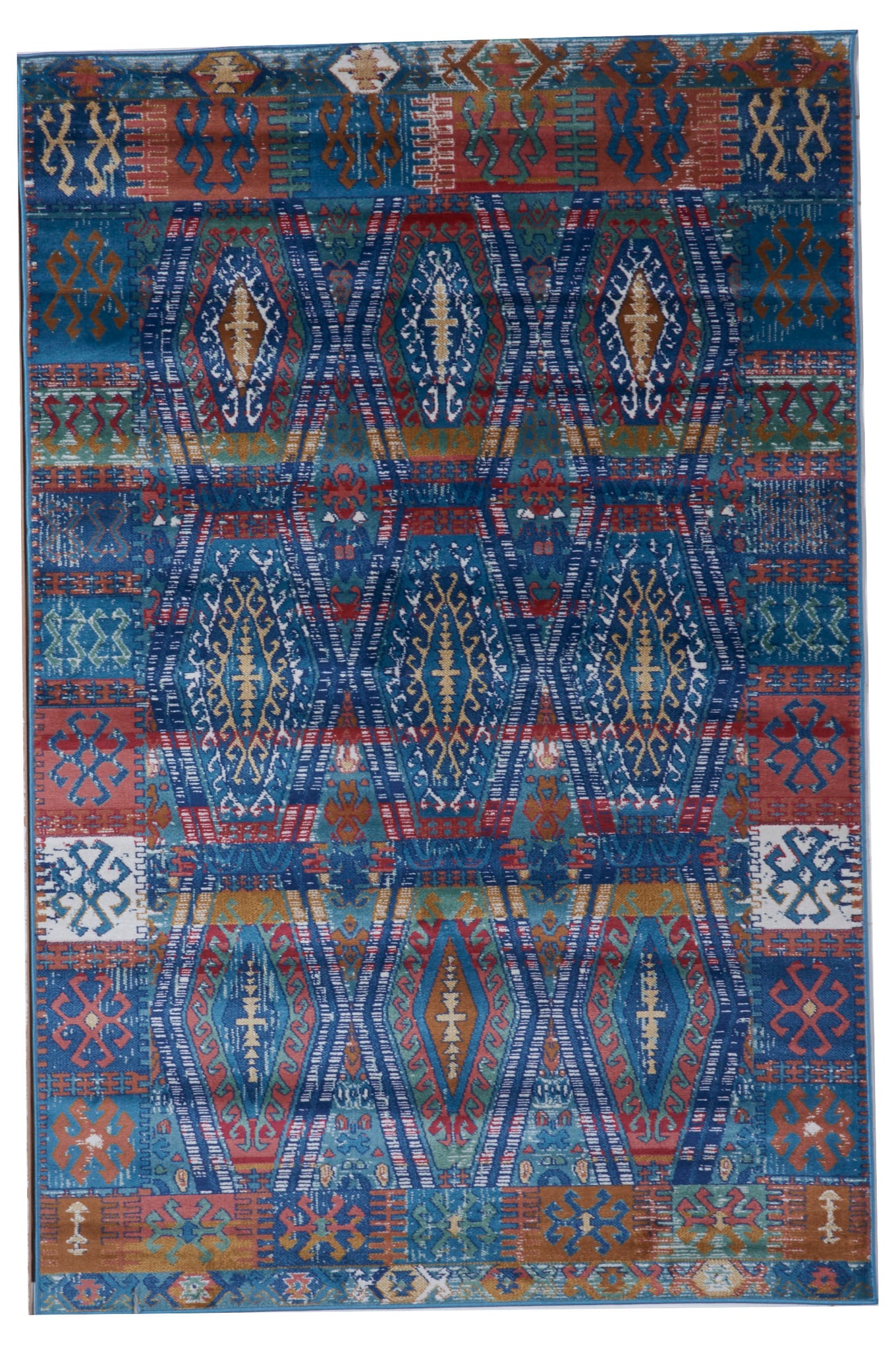 Modern Machine Made Multicolor Blue Rug 5' x 7'7"