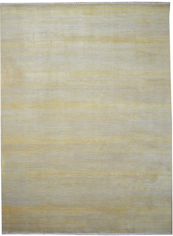 Modern Gray Yellow Wool Rug 9' x 12'
