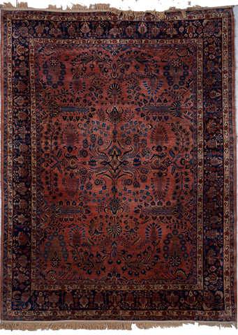 Traditional Sarouk Hand Knotted Multicolor Wool Rug 8'11" x 11'10"