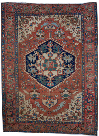 Traditional Serapi Hand Knotted Multicolor Wool Rug 9'3" x 12'6"