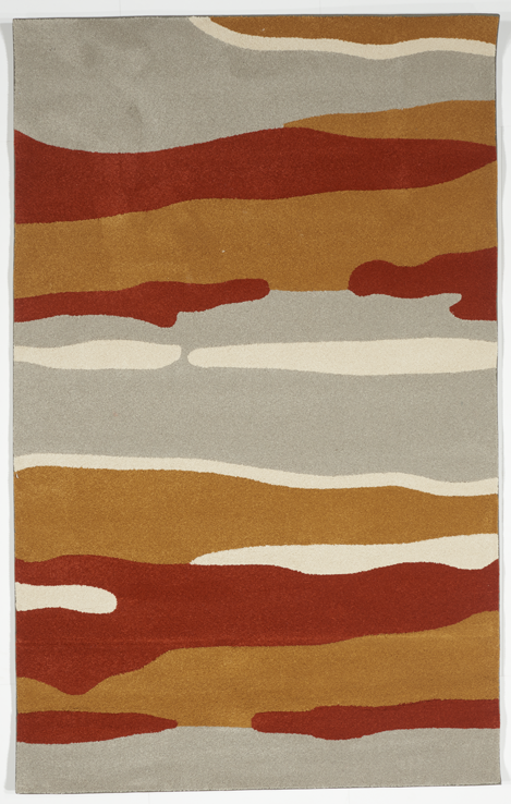 Modern Orange Rust Gray Wool Rug 5' x 8'