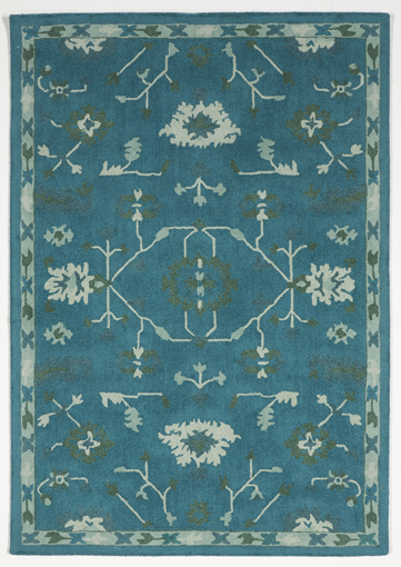 Transitional Tufted Green Teal Wool Rug 5'3 x 7'5 - IGotYourRug