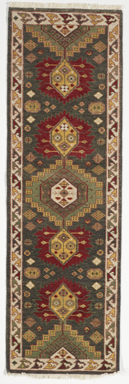 Traditional Hand Knotted Green Multicolor Wool Runner Rug 2'7 x 8'2 - IGotYourRug