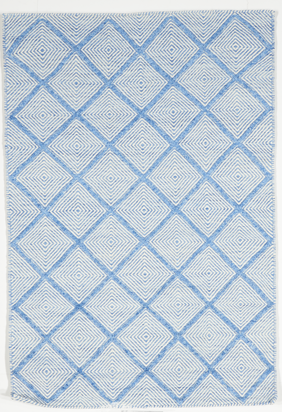 Contemporary Flatweave Blue Wool & Cotton Rug 4' x 6' - IGotYourRug