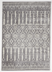 Moroccan Machine Made Gray White Ivory Manmade Rug 5'3 x 7'6 - IGotYourRug