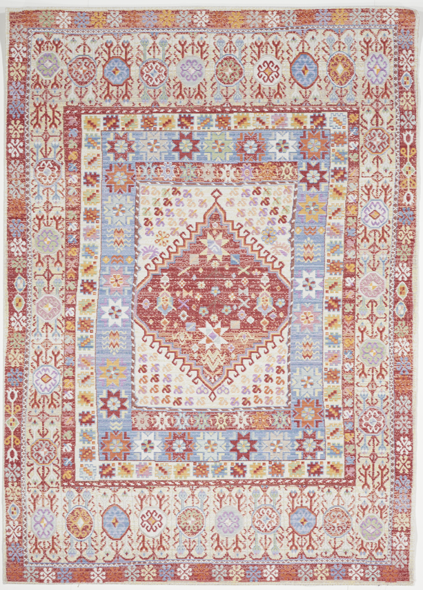 Transitional Machine Made White Ivory Multicolor Manmade Rug 5' x 8' - IGotYourRug