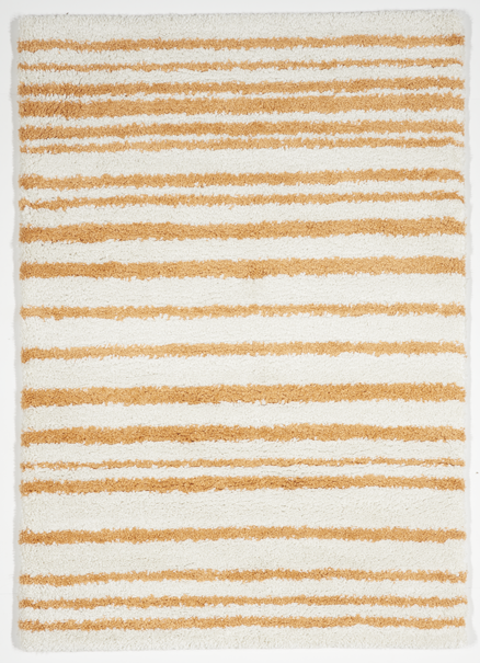 Shag Machine Made White Orange Striped Rug 5'3 x 7'7 - IGotYourRug