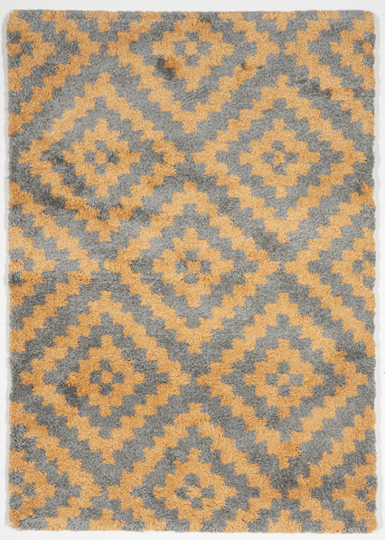 Shag Geometric Machine Made Gray Orange Rug 5'3 x 7'6 - IGotYourRug