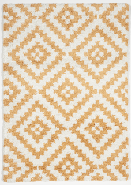 Shag Geometric Machine Made White Orange Rug 5'3 x 7'6 - IGotYourRug