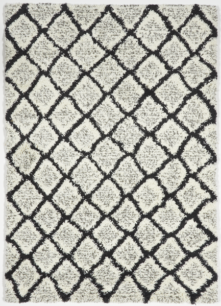 Shag Machine Made White Black Rug 5' x 8' - IGotYourRug