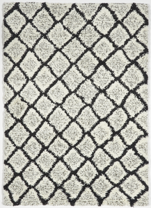 Shag Machine Made White Black Rug 5' x 8' - IGotYourRug