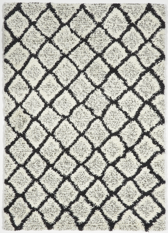 Shag Machine Made White Black Rug 5' x 8' - IGotYourRug