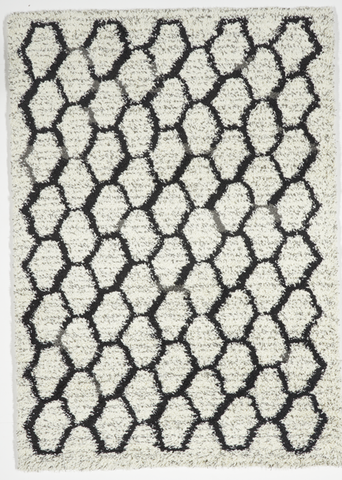 Shag Machine Made White Black Rug 5' x 8' - IGotYourRug