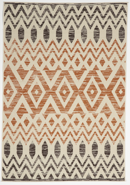 Contemporary Geometric Machine Made Brown Orange Rug 5' x 8' - IGotYourRug