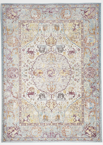 Transitional Machine Made White Blue Rug 5' x 8' - IGotYourRug