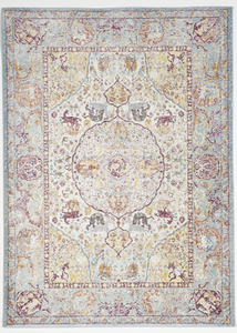 Transitional Machine Made White Blue Rug 5' x 8' - IGotYourRug