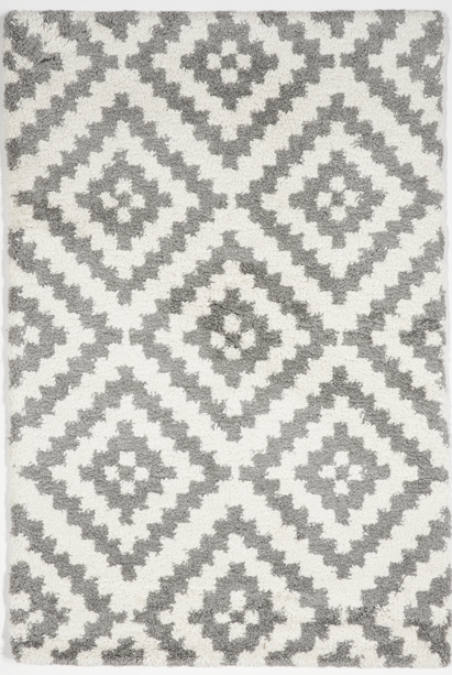 Shag Machine Made Gray White Rug 5' x 8' - IGotYourRug