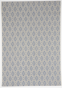 Geometric Machine Made White Blue Rug 5' x 8' - IGotYourRug