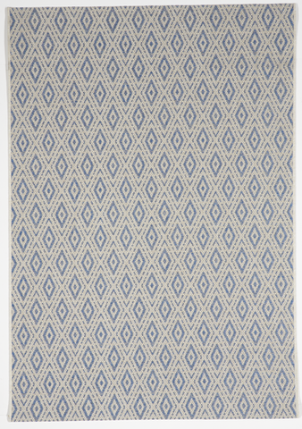 Geometric Machine Made White Blue Rug 5' x 8' - IGotYourRug