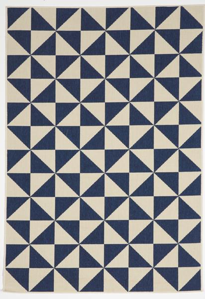 Geometric Machine Made Blue Beige Rug 5' x 8' - IGotYourRug