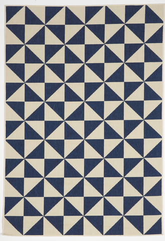 Geometric Machine Made Blue Beige Rug 5' x 8' - IGotYourRug