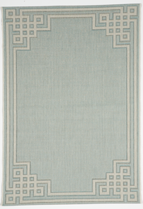 Indoor/Outdoor Machine Made Blue Beige Rug 5' x 8' - IGotYourRug