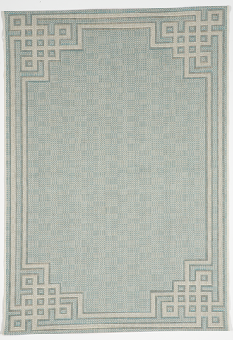 Indoor/Outdoor Machine Made Blue Beige Rug 5' x 8' - IGotYourRug