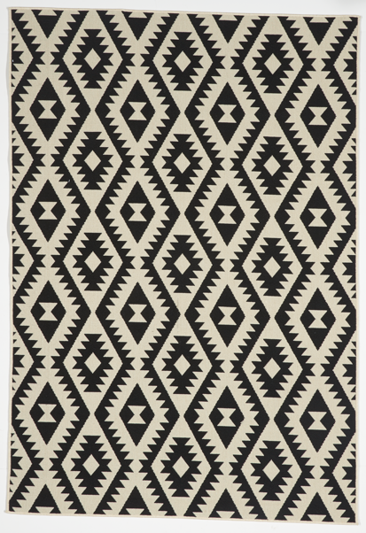 Geometric Machine Made Beige Black Rug 5' x 8' - IGotYourRug