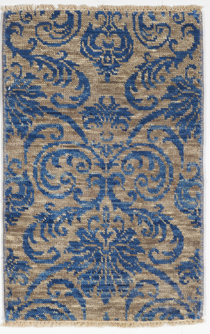 Transitional Hand Knotted Brown Blue Rug 2' x 3' - IGotYourRug