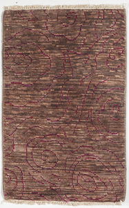 Contemporary Hand Knotted Brown Pink Rug 2' x 3' - IGotYourRug