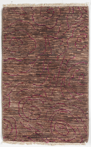 Contemporary Hand Knotted Brown Pink Rug 2' x 3' - IGotYourRug