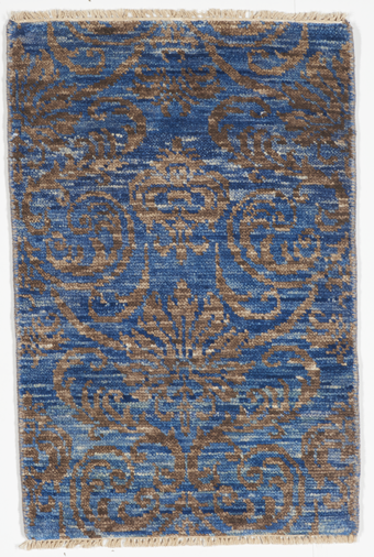 Contemporary Hand Knotted Blue Brown Rug 2' x 3' - IGotYourRug