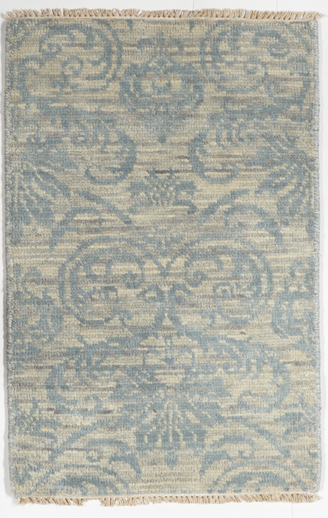 Contemporary Hand Knotted Gray Blue Rug 2' x 3' - IGotYourRug