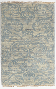 Contemporary Hand Knotted Gray Blue Rug 2' x 3' - IGotYourRug