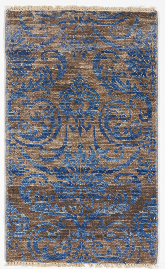 Contemporary Hand Knotted Brown Blue Rug 2' x 3' - IGotYourRug