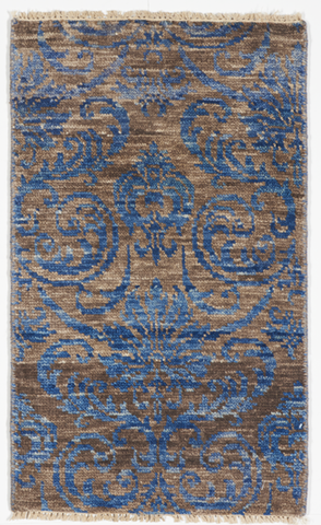 Contemporary Hand Knotted Brown Blue Rug 2' x 3' - IGotYourRug