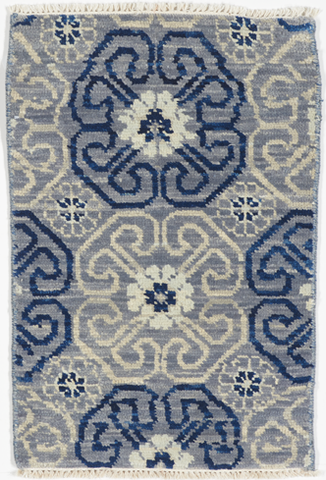 Contemporary Hand Knotted Gray Blue Beige Rug 2' x 3' - IGotYourRug