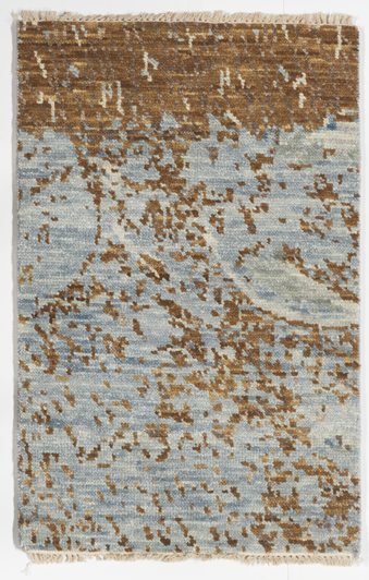 Contemporary Hand Knotted Blue Brown Rug 2' x 3' - IGotYourRug