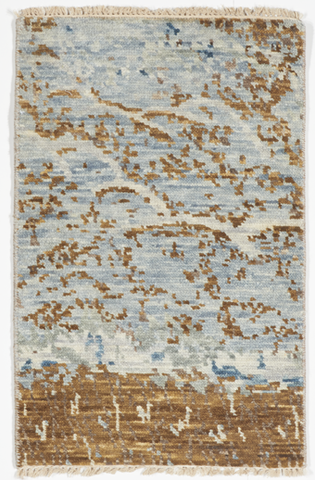 Contemporary Hand Knotted Blue Brown Rug 2' x 3' - IGotYourRug
