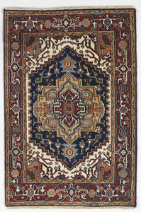 Traditional Hand Knotted Blue Red Rug 4' x 6' - IGotYourRug