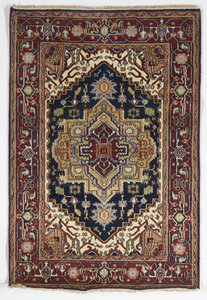 Traditional Hand Knotted Blue Red Rug 4'1 x 6' - IGotYourRug