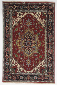 Traditional Hand Knotted Red Blue Rug 3'11 x 6'1 - IGotYourRug