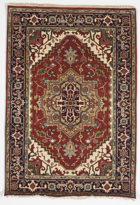 Traditional Hand Knotted Orange Blue Rug 4'1 x 5'11 - IGotYourRug