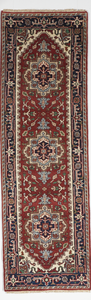 Traditional Hand Knotted Red Navy Blue Multicolor Runner Rug 2'6 x 8'1 - IGotYourRug
