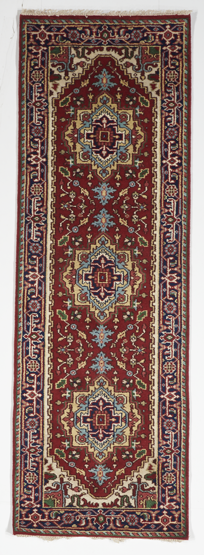 Traditional Hand Knotted Red Navy Blue Multicolor Runner Rug 2'8 x 8' - IGotYourRug