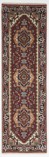 Traditional Hand Knotted Red Navy Blue Multicolor Runner Rug 2'6 x 8' - IGotYourRug