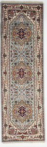 Traditional Hand Knotted Blue Beige Multicolor Runner Rug 2'6 x 8' - IGotYourRug