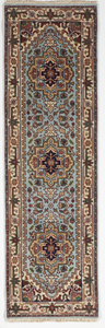 Traditional Hand Knotted Blue Beige Multicolor Runner Rug 2'5 x 8' - IGotYourRug