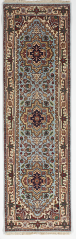 Traditional Hand Knotted Blue Beige Multicolor Runner Rug 2'5 x 8' - IGotYourRug