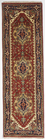 Traditional Hand Knotted Orange Blue Red Multicolor Runner Rug 2'6 x 8'2 - IGotYourRug
